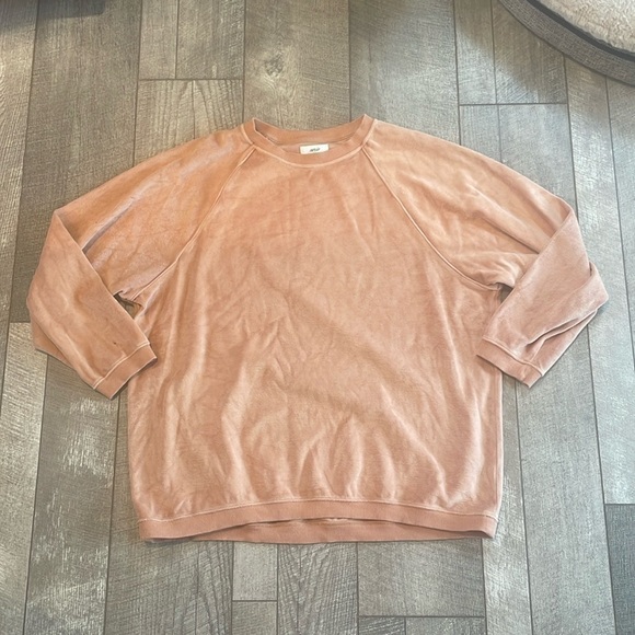 Aerie Loungewear Orange Velour Oversized Fit Crewneck Sweatshirt Size Small. - Picture 3 of 7